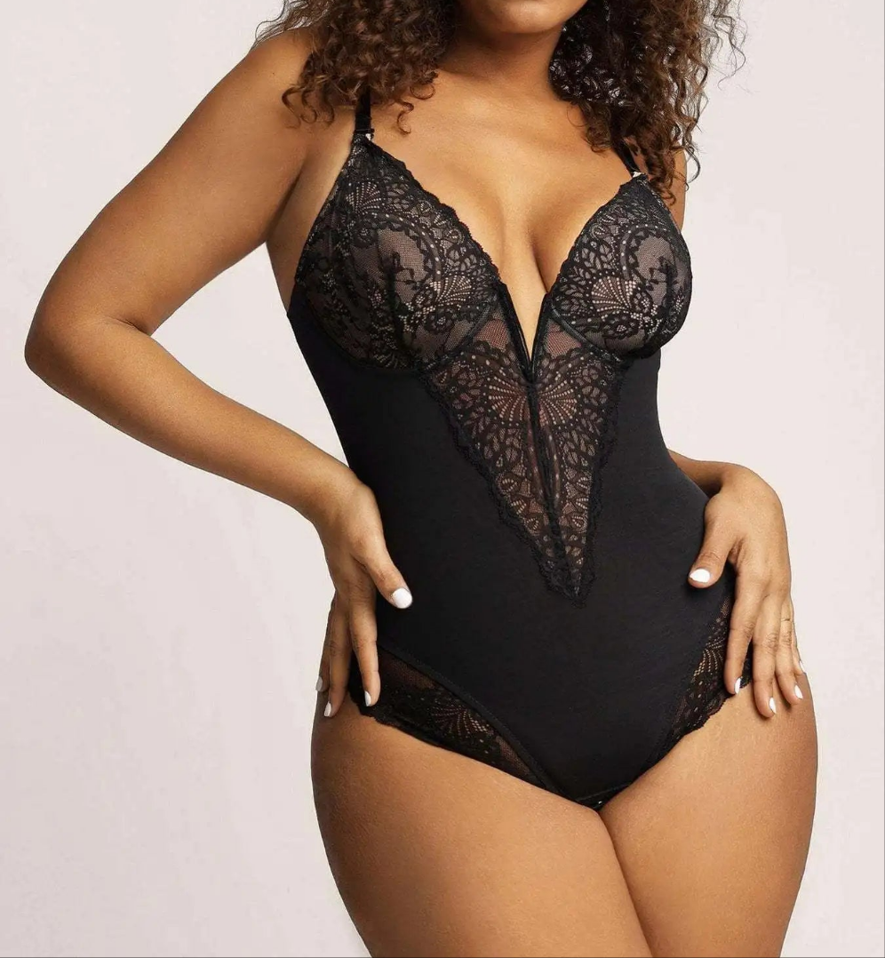 Sexy Lace Hollow out Bodysuit apewear Underwear for Women Tummy Control Butt Lifting plus Size Nylon Fabric All Seasons Wear