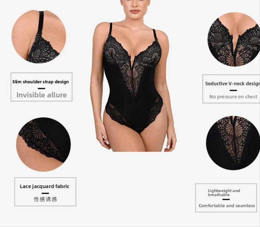 Sexy Lace Hollow out Bodysuit apewear Underwear for Women Tummy Control Butt Lifting plus Size Nylon Fabric All Seasons Wear