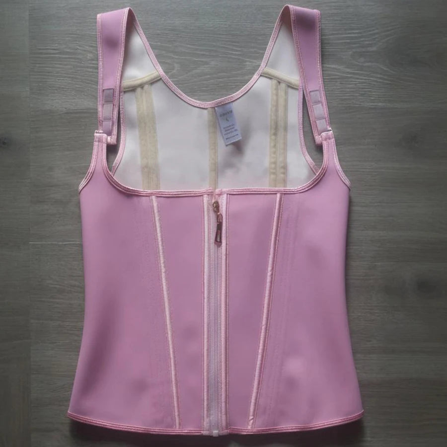 Fajas Colombianas Body Shaper Shapewear Women Vest Tops Double Compression Waist Trainer Corset Adjustable Zipper and Hook-eyes