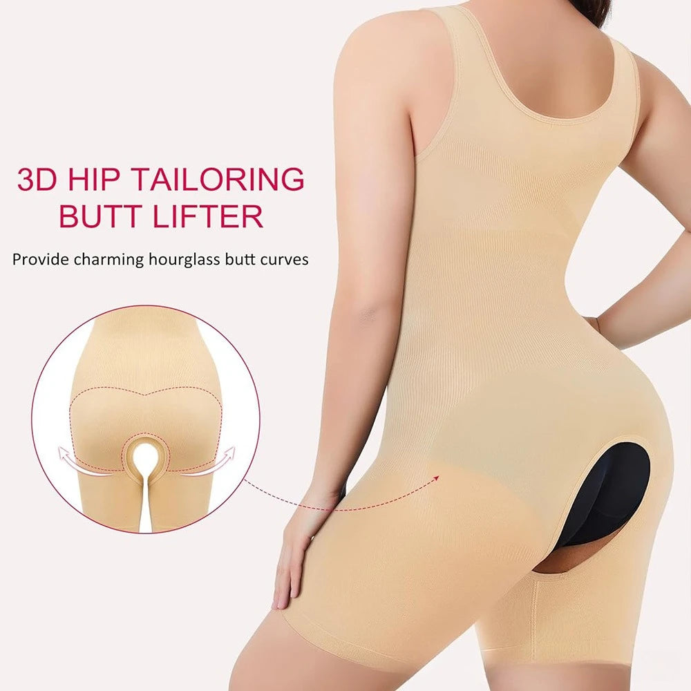 Shapewear One-Piece Body Sculpting Underwear Large Size Hip Lifting Tummy Control Open Bottom Briefs Comfortable Underwear