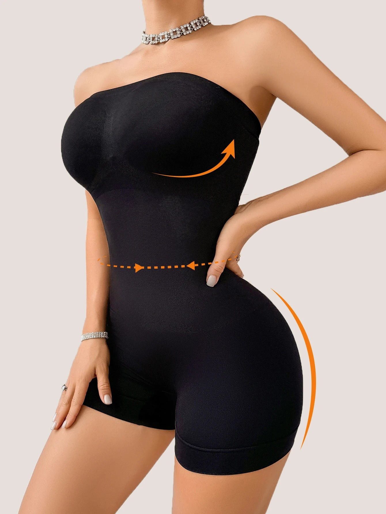 Seamless Women's One-Piece Shapewear: Tummy Control, Butt Lifting and Body Shaping Bodysuit with No Straps and V-Neckline