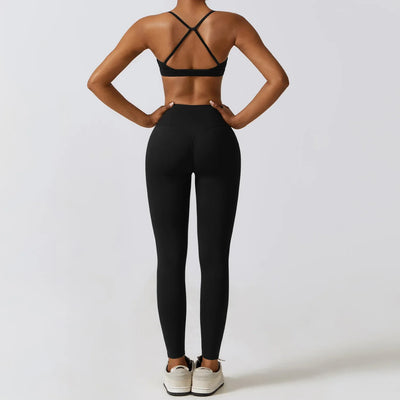3 Piece Fitness Yoga Set for Women | Solid Color Stretch Sportswear with Bra