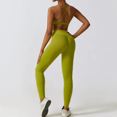 3 Piece Fitness Yoga Set for Women | Solid Color Stretch Sportswear with Bra