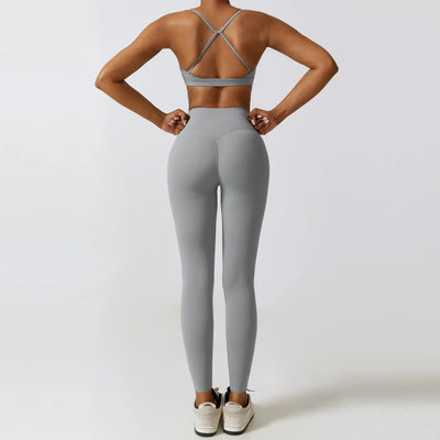 3 Piece Fitness Yoga Set for Women | Solid Color Stretch Sportswear with Bra