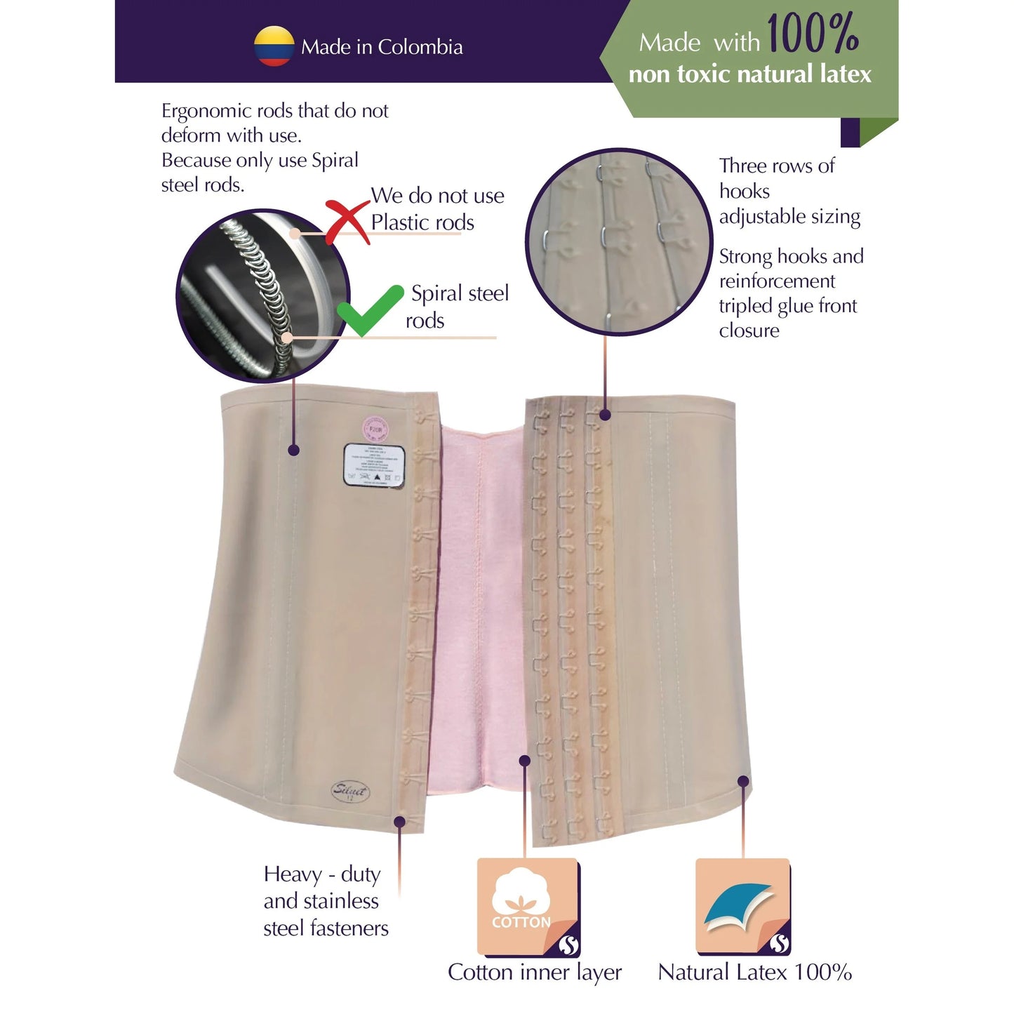 TD Siluet FR Classic Spandex Waist Cincher Body Slimming Waist Trainer with Custom Logo Lined in Pink Cotton