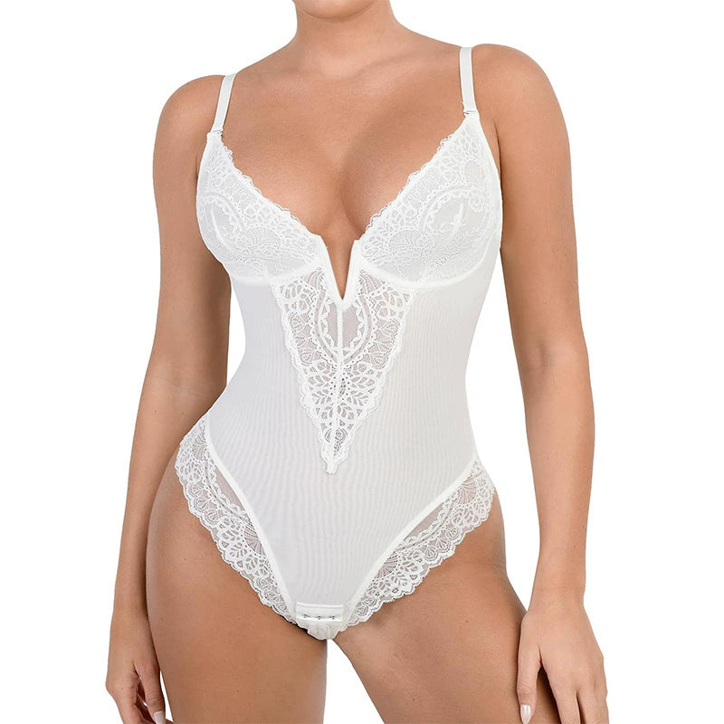 American Lace Cut Out Jumpsuit | Plus Size Belly Control & Hip Lifting Shapewear