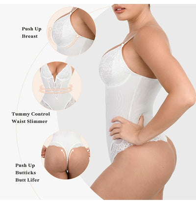 American Lace Cut Out Jumpsuit | Plus Size Belly Control & Hip Lifting Shapewear