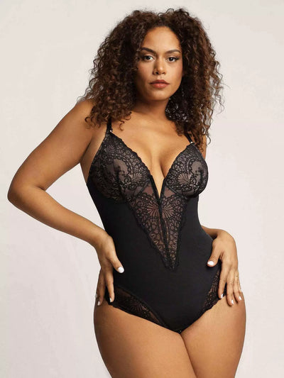 American Lace Cut Out Jumpsuit | Plus Size Belly Control & Hip Lifting Shapewear