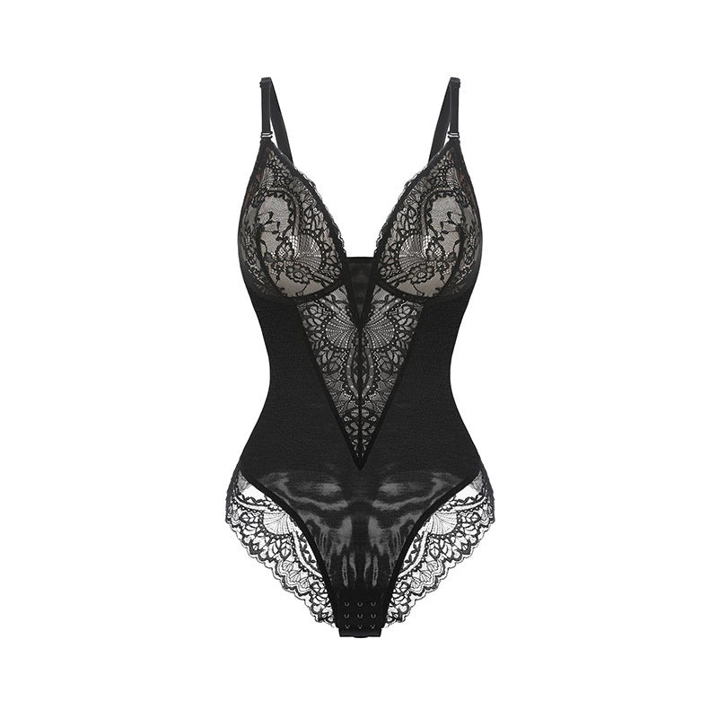 American Lace Cut Out Jumpsuit | Plus Size Belly Control & Hip Lifting Shapewear