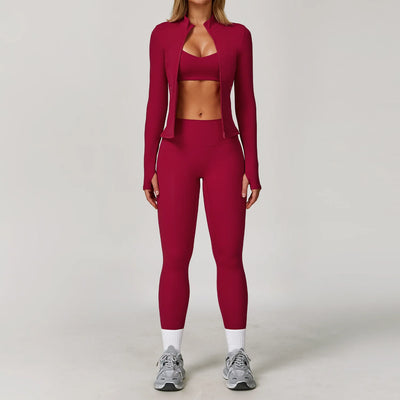 Women's Yoga Set 3 Pieces Quick Dry Stretch Workout Outfit