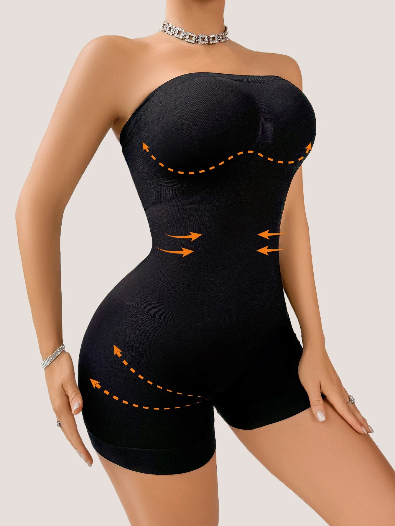 Seamless Women's One-Piece Shapewear: Tummy Control, Butt Lifting and Body Shaping Bodysuit with No Straps and V-Neckline