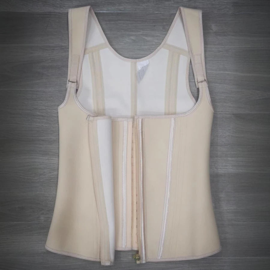 Fajas Colombianas Body Shaper Shapewear Women Vest Tops Double Compression Waist Trainer Corset Adjustable Zipper and Hook-eyes