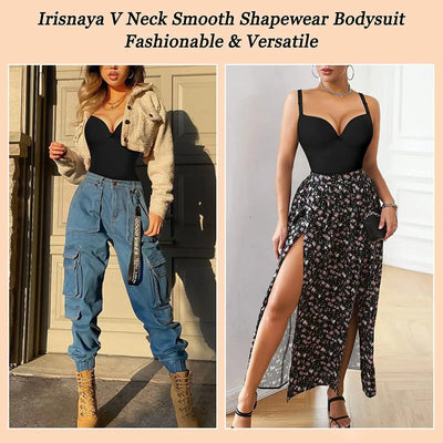 Shapewear Bodysuit for Women | Slimming Waist Trainer V Neck Jumpsuit with Underwire Bra