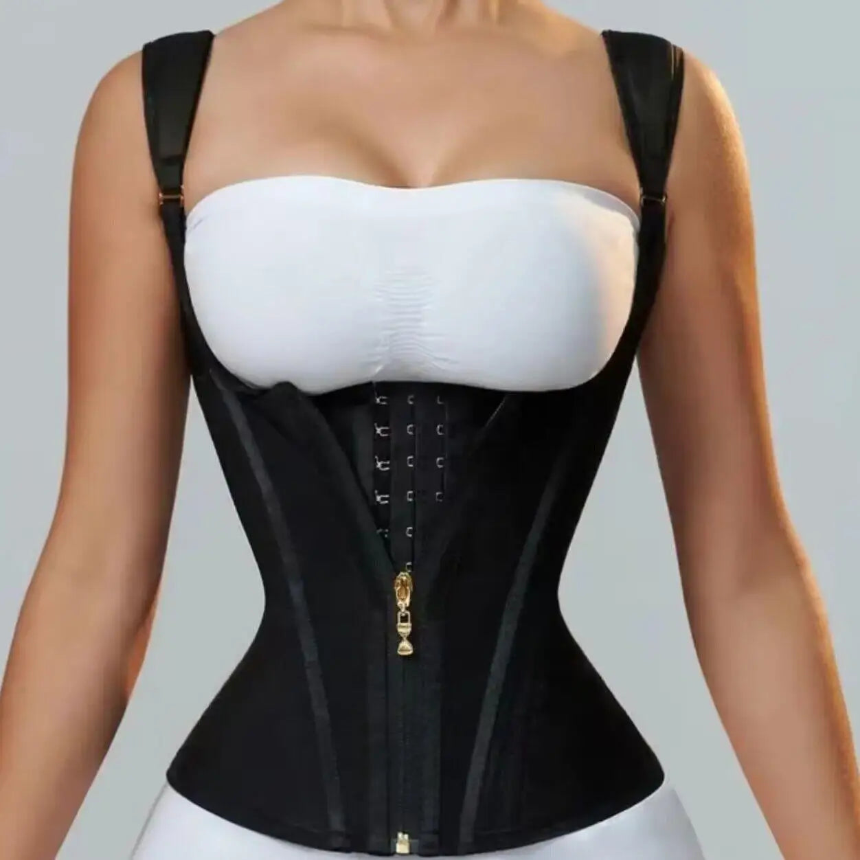 Fajas Colombianas Body Shaper Shapewear Women Vest Tops Double Compression Waist Trainer Corset Adjustable Zipper and Hook-eyes