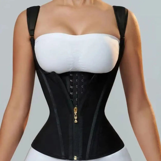 Fajas Colombianas Body Shaper Shapewear Women Vest Tops Double Compression Waist Trainer Corset Adjustable Zipper and Hook-eyes