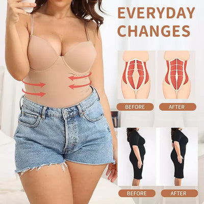 Shapewear Bodysuit for Women | Slimming Waist Trainer V Neck Jumpsuit with Underwire Bra