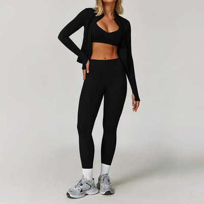 Women's Yoga Set 3 Pieces Quick Dry Stretch Workout Outfit