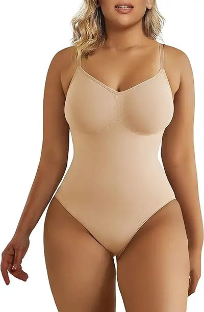 V Neck Spaghetti Strap Bodysuit | Compression Shapewear | Slimming Body Shaper for Women