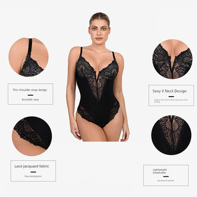 American Lace Cut Out Jumpsuit | Plus Size Belly Control & Hip Lifting Shapewear
