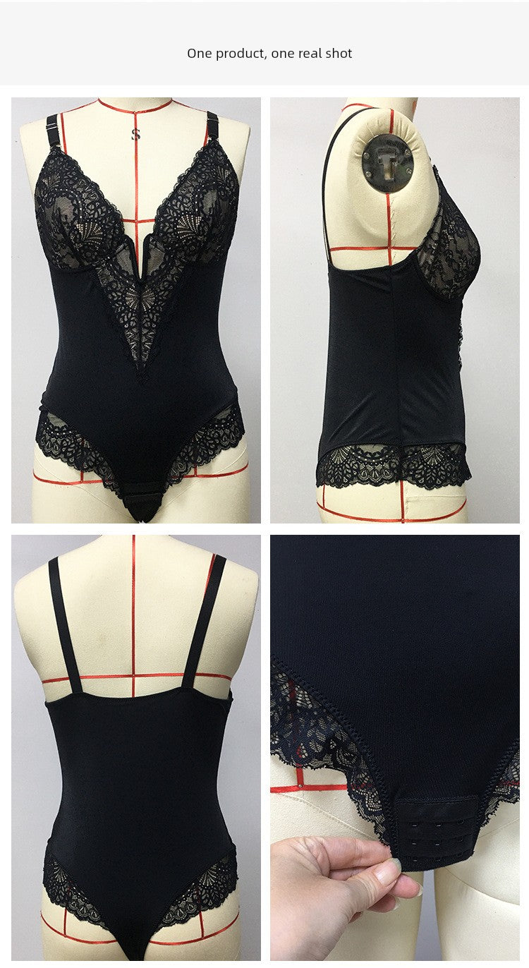 American Lace Cut Out Jumpsuit | Plus Size Belly Control & Hip Lifting Shapewear