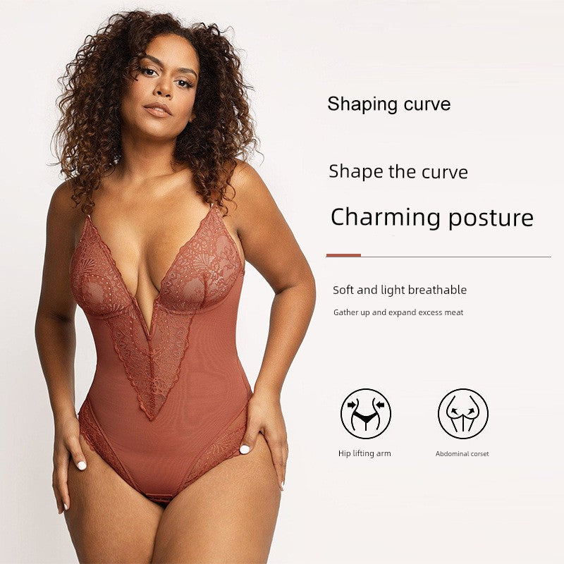 American Lace Cut Out Jumpsuit | Plus Size Belly Control & Hip Lifting Shapewear