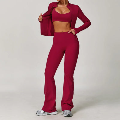 Women's Yoga Set 3 Pieces Quick Dry Stretch Workout Outfit