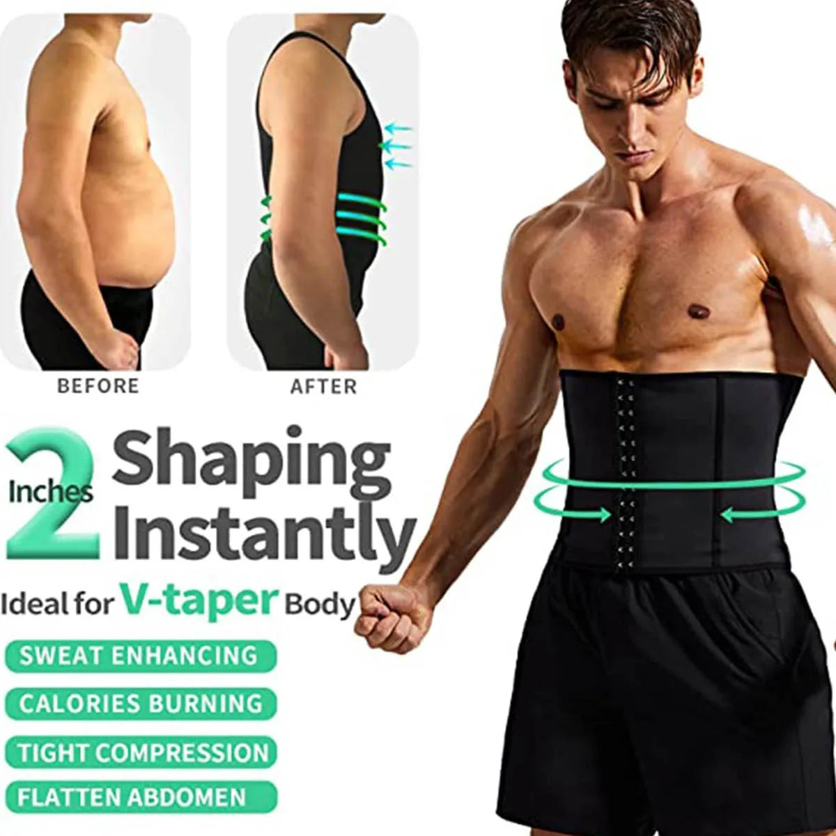 Waist Trainer Trimmer for Men - Slimming Shapewear & Neoprene Sweat Belt