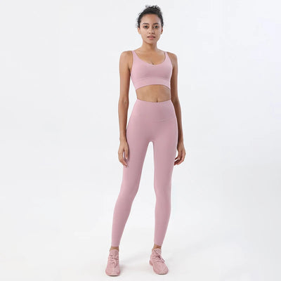 SOISOU Nylon Tracksuits Women's Yoga Set Sports Suit Gym Fitness Bra Leggings Women Lounge Wear Crop Tops Sexy 18 Colors
