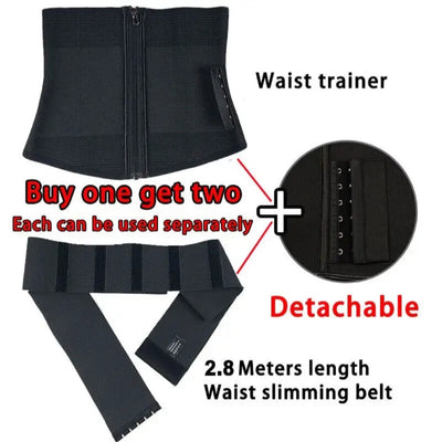 2-in-1 Detachable Waist Trainer and Slimming Belt